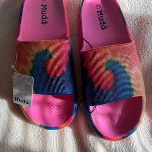 Mudd women’s Rainbow Tie-Dye Slide Sandals